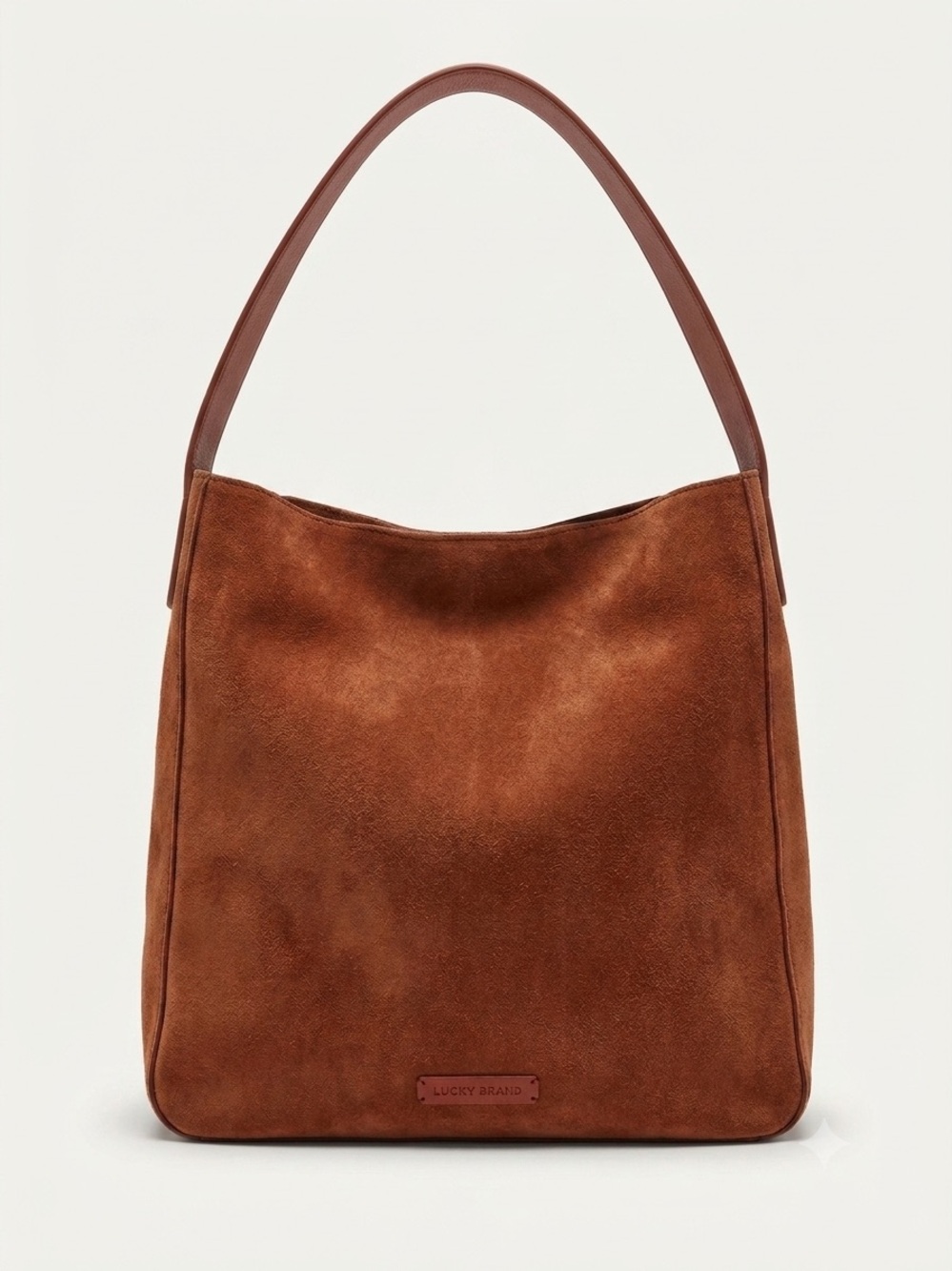 LUCKY BRAND Suede Shoulder Hobo in Chestnut